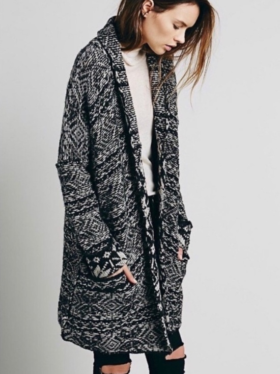 Free People Sweaters - Free People Hidden Snowflake Inside Out Cardigan Jacket • Wool Blend • Oversized
